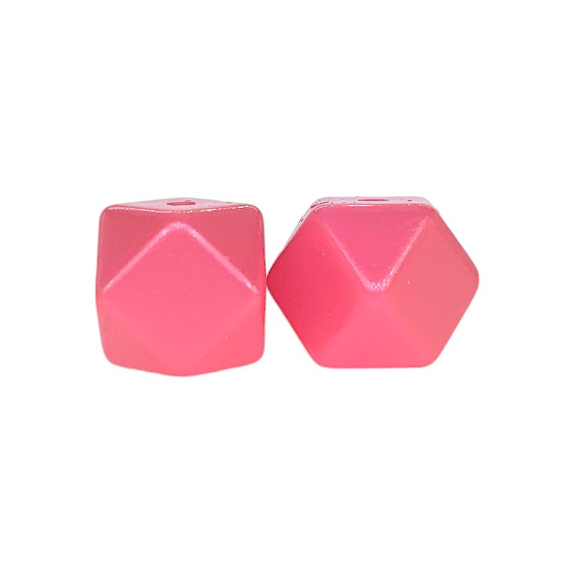 Metallic Silicone Hexagon Beads red