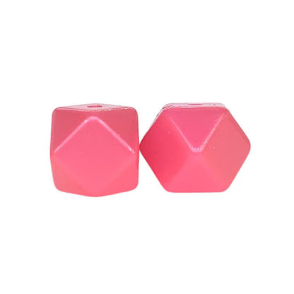 Metallic Silicone Hexagon Beads red