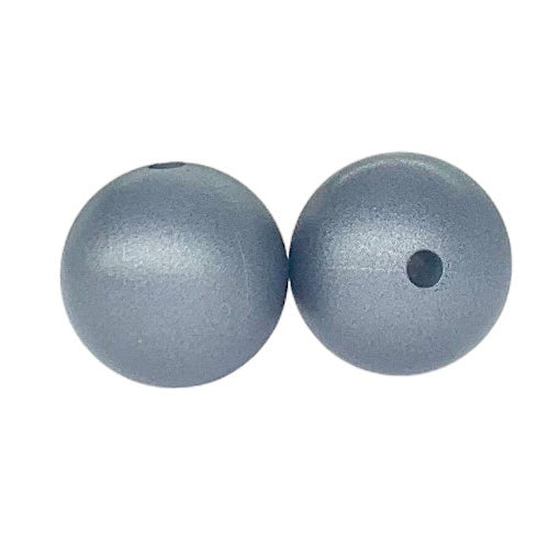Metallic Silicone Round Beads Silver