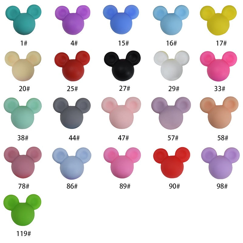 Silicone Focal Beads Mickey Minnie Mouse Ear Design Smooth Matte 20pcs 3