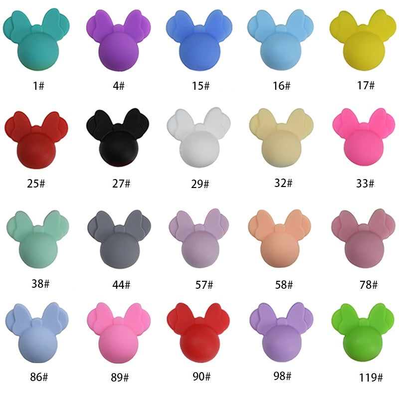 Silicone Focal Beads Mickey Minnie Mouse Ear Design Smooth Matte 20pcs 2