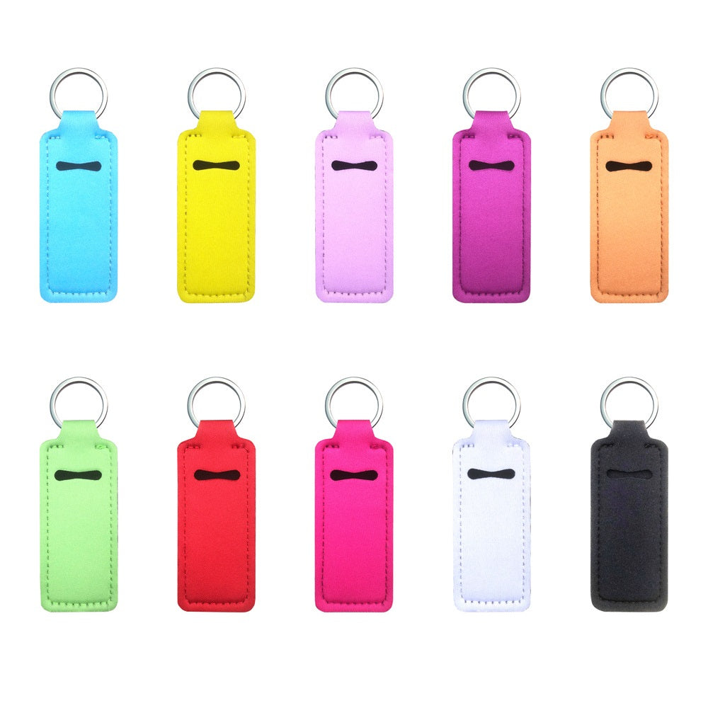 Neoprene Lip Balm Chapstick Holder Keychain Colorful Sublimation Ready