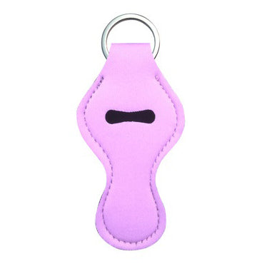 Neoprene Lipstick Chapstick Holder Keychains Wholesale Pink