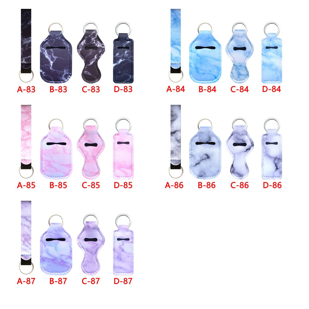 Neoprene Marble Wristband Sanitizer Chapstick Holder Keychain