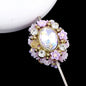 Vintage Flower Wrapped Clay Beads 28mm Oval Rhinestone 2pcs 9