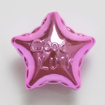 UV Plating Balloon Shaped Star Acrylic Beads 25mm Metal Colored 50pcs 10