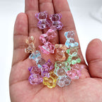 Transparent Bear Bunny Acrylic Beads 18-24mm Candy Colors 10pcs 2