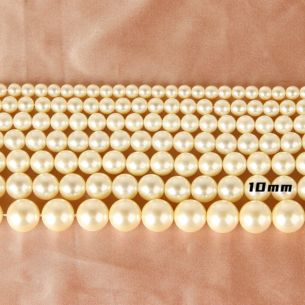 Pearl Glass Beads Round 5-12mm Yellow Imitation 10pcs 10