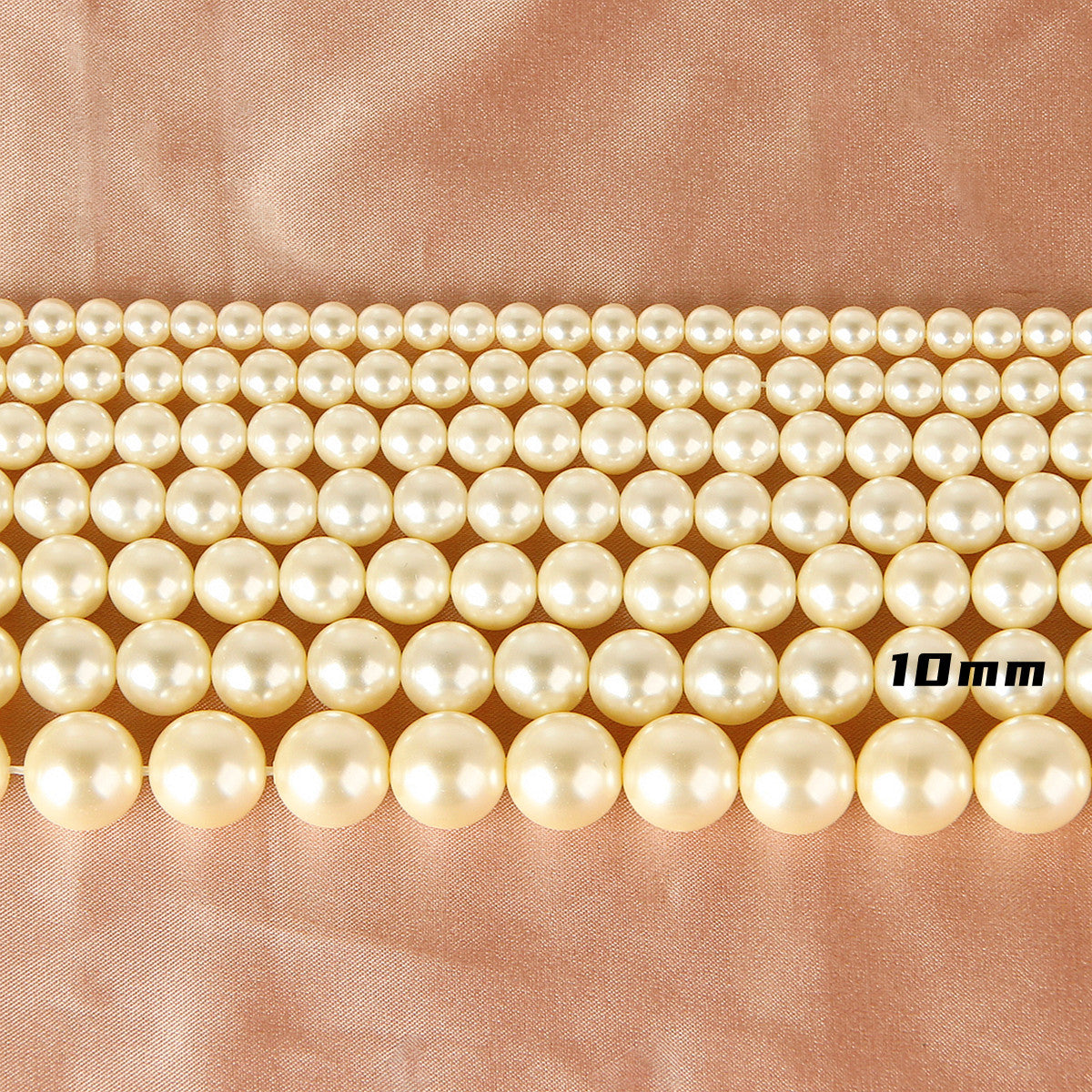 Pearl Glass Beads Round 5-12mm Yellow Imitation 10pcs 10