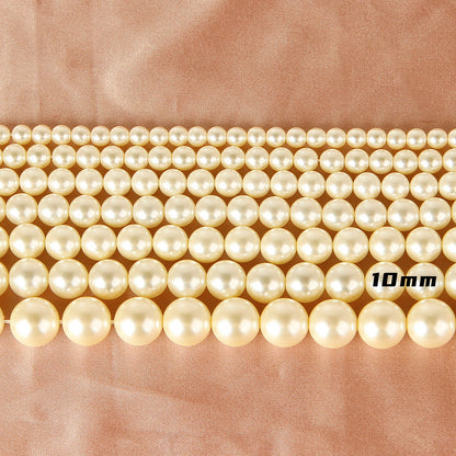 Pearl Glass Beads Round 5-12mm Yellow Imitation 10pcs 10