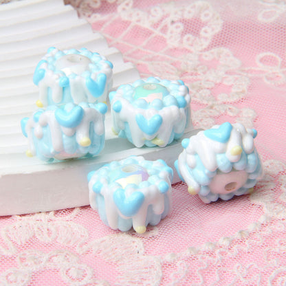 Hand Painted Cute Cake Series Acrylic Beads 18-23mm 10pcs 5