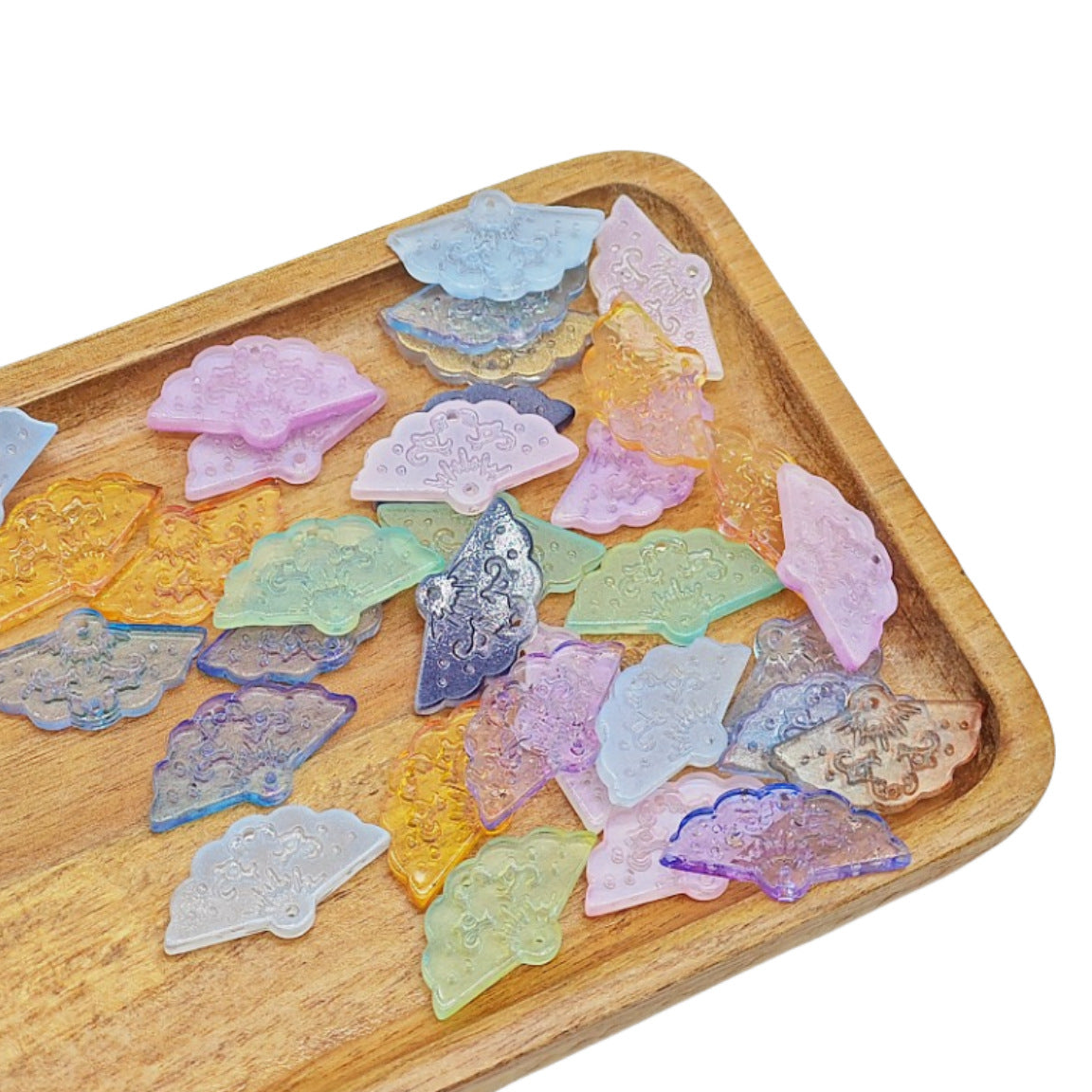 Fresh Leaves Czech Glass Beads 28mm Pastel Embossed Floral 25pcs 5