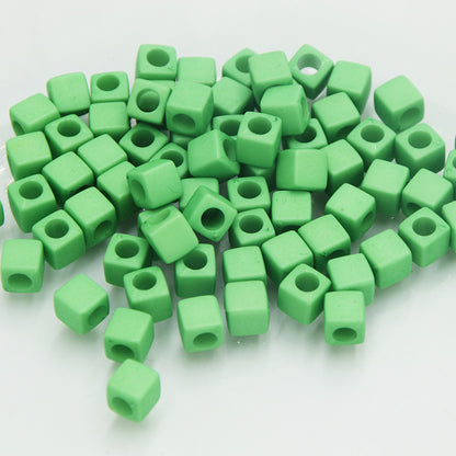 Square Acrylic Beads 7mm Large Hole Chunky Mixed Colors 100pcs 7