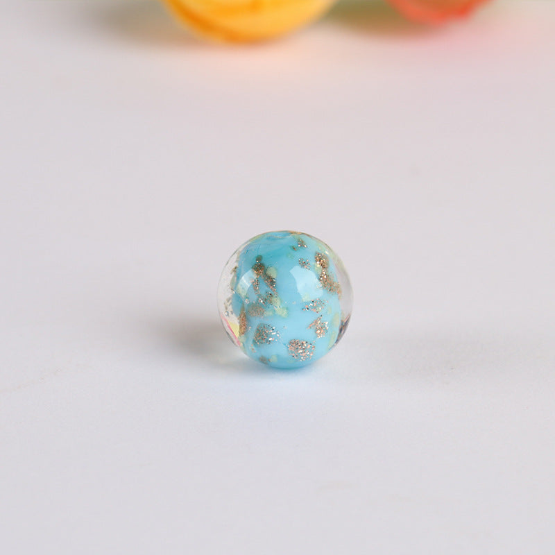 Lampwork Glass Beads Round 8 10 12mm Luminous Porcelain Gold Foil 5pcs 3
