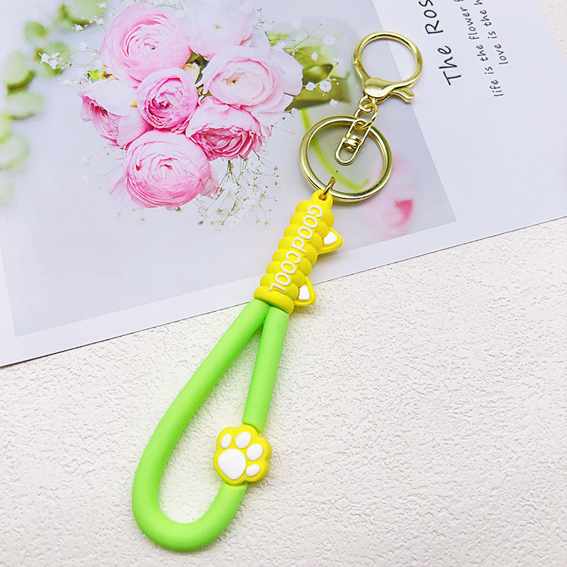 PVC Cat Claw Leather Lanyard Keychain Soft Rubber Paw Charm 9