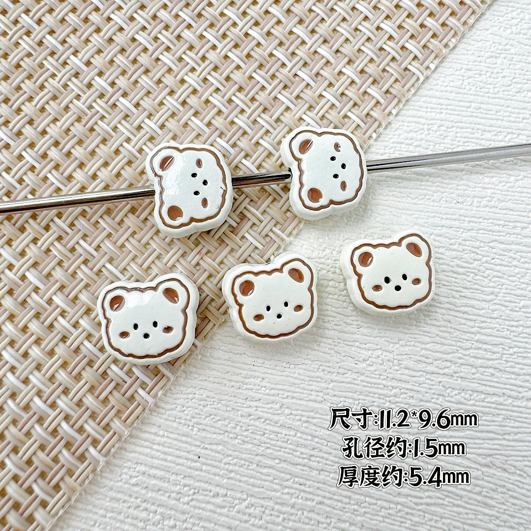 Bear Metal Beads 13mm Glossy Painted Alloy 10pcs 11