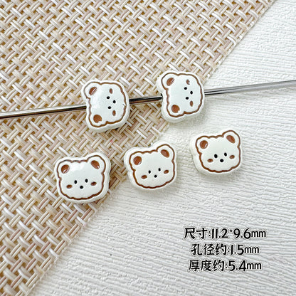Bear Metal Beads 13mm Glossy Painted Alloy 10pcs 11