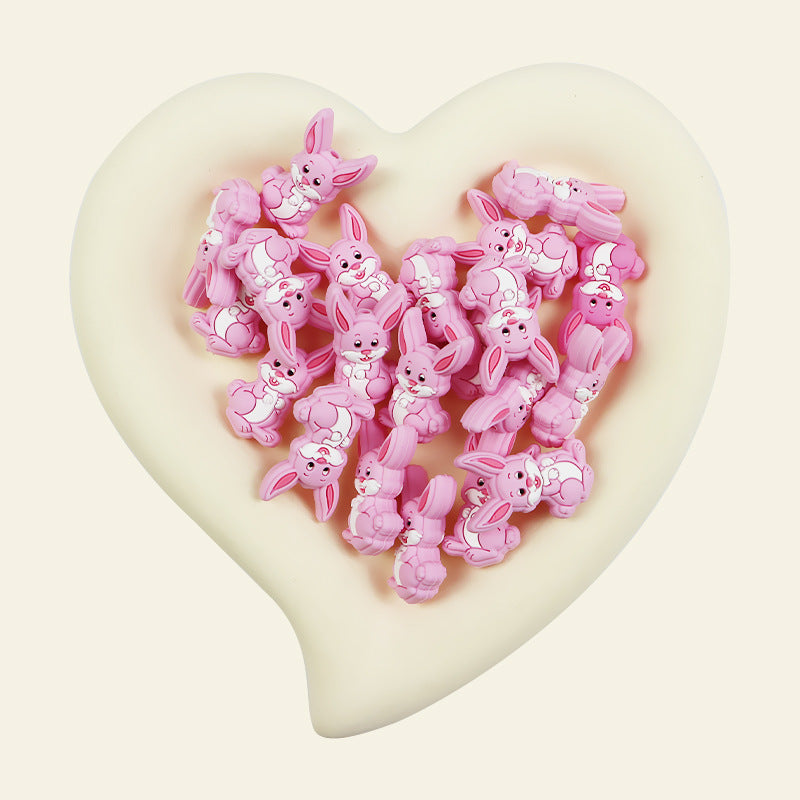 Silicone Focal Beads Rabbit Sitting Pose Long Ears 20pcs 6