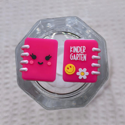 Silicone 3D Focal Beads Kindergarten Smiley Flower Book Spiral Binding 20pcs 6