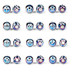 Electroplated Round Glass Beads 10mm Twelve Constellation Blue Silver 5pcs