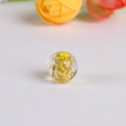Lampwork Glass Beads Round 8 10 12mm Luminous Porcelain Gold Foil 5pcs 9