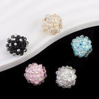 Flower Pattern Rhinestone Bubblegum Beads 15mm Polymer Clay 10pcs