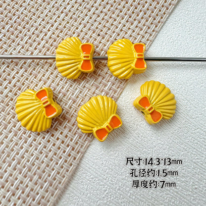 Shell and Mermaid Tail Metal Beads 14mm Glossy Pastel Painted Alloy 10pcs 11