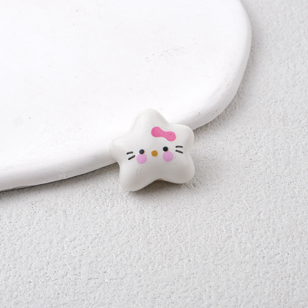 Star Acrylic Beads 20mm Glossy Hello KT Faces Colorful 20pcs 17