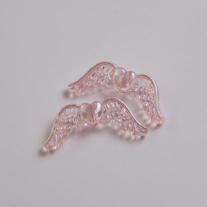 UV Plating Heart-Shaped Wings Acrylic Beads 34x15mm Transparent Mixed 50pcs 4