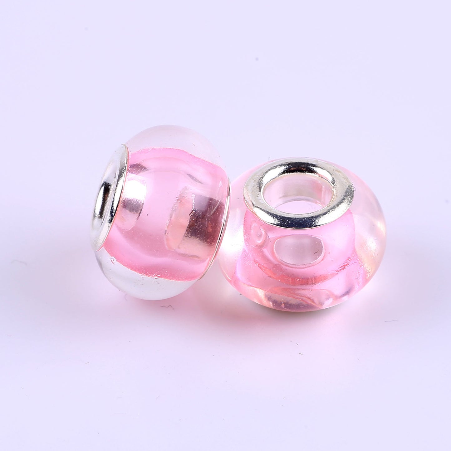 Acrylic Spacer Beads 14mm Glossy Transparent Dyed Core 100pcs 10
