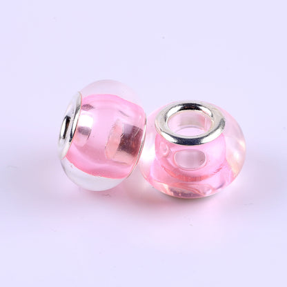 Acrylic Spacer Beads 14mm Glossy Transparent Dyed Core 100pcs 10