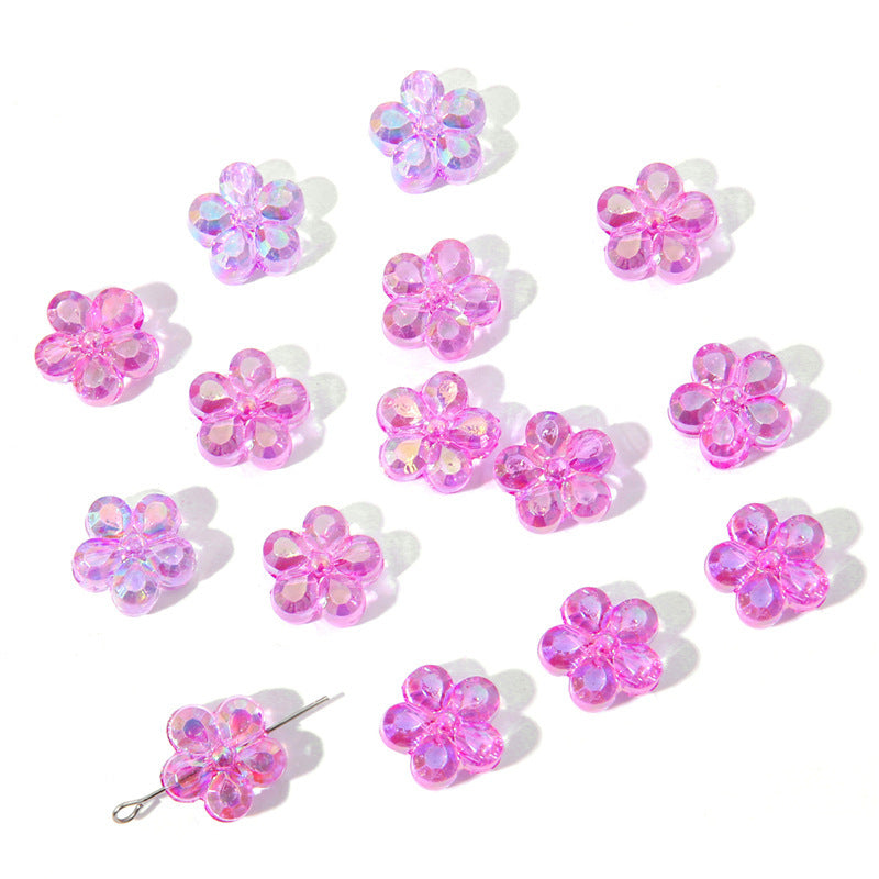 Transparent Chubby Five-Petal Flower Acrylic Beads 15mm Colorful 20pcs 5