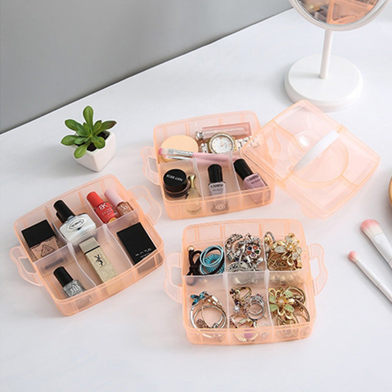 Clear Plastic Storage Organizer Box 3-Layers 18 Compartments 15cm 1pc 3