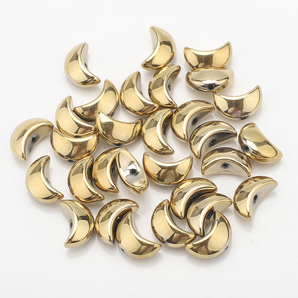 Moon Plated Transparent Crescent Glass Beads 9mm 14mm 30pcs 9