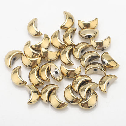 Moon Plated Transparent Crescent Glass Beads 9mm 14mm 30pcs 9