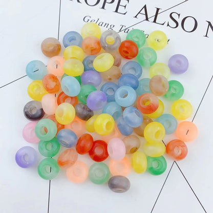 Acrylic Flat Round Spacer Beads 14mm Large Hole Dual Color Crackle 60pcs 9