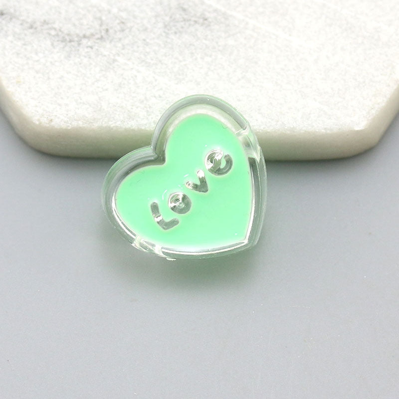 Transparent Love Heart Acrylic Beads 24mm Enamel Finish 20pcs 3
