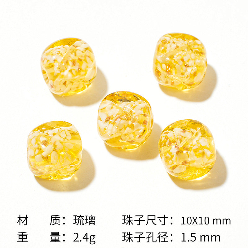 Lampwork Glass Beads Round 12mm Crackle Sugar Texture Foil 25pcs 6
