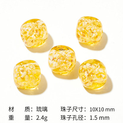 Lampwork Glass Beads Round 12mm Crackle Sugar Texture Foil 25pcs 6