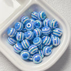 UV Plating Striped Resin Beads 11mm Glossy Round 20pcs 6