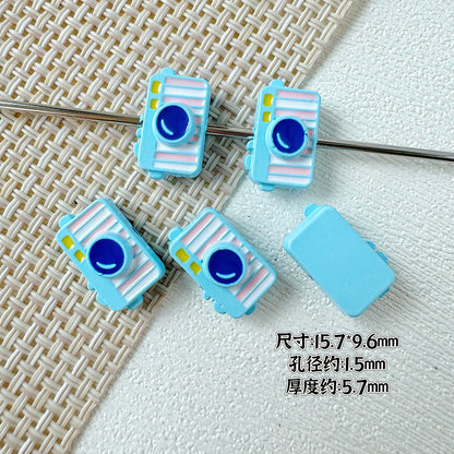 Baking Painted House and Camera Metal Beads 11mm 15mm Pastel Colors 20pcs 18