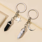 Alloy Pentagram Moon Couple Keychain Celestial Crystal Charm 5