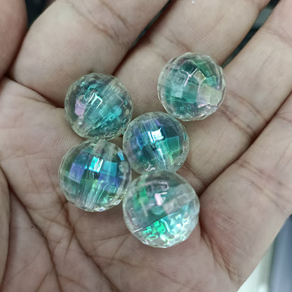 Plating Faceted Acrylic Beads 16mm Iridescent Mixed Colors 100pcs 4
