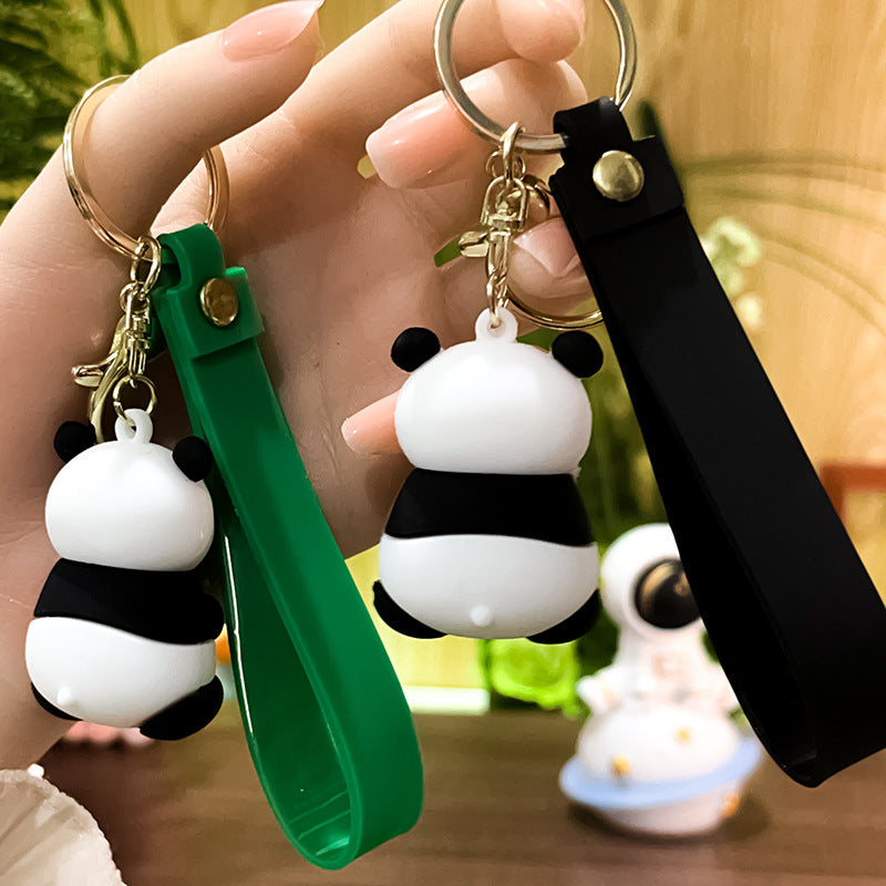 PVC Bamboo Panda Keychain Soft Rubber Cute Animal Charm 3