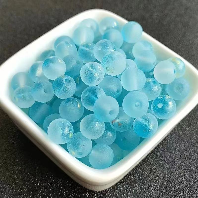 Frosted Round Glass Beads 8mm Pastel Matte Colors 50pcs 17