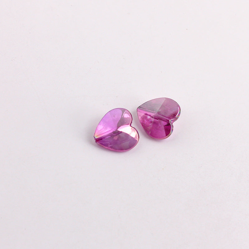 Plating Faceted Heart Acrylic Beads 13mm Transparent AB Colored 100pcs 7