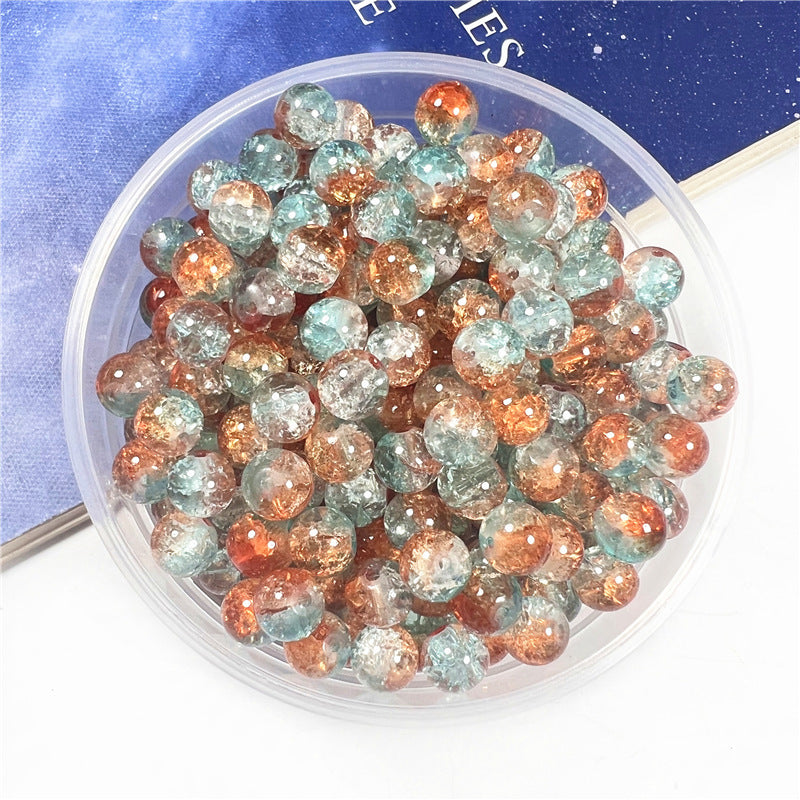 Crackle Flower Glass Beads 8mm Soft Purple Blue Gradient 3 Strands 3