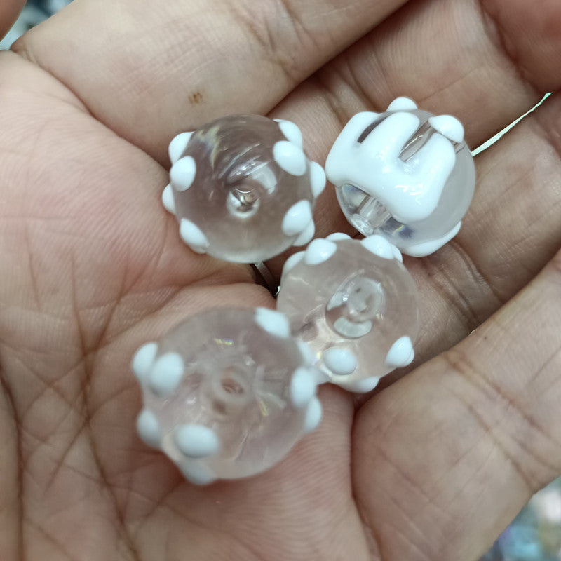 Hand Painted Round Acrylic Beads 16mm Transparent Icing Design 100pcs 3