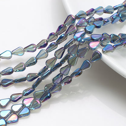 Electroplated Melon Seed Glass Beads 8mm 11mm Teardrop Iridescent 30pcs 8