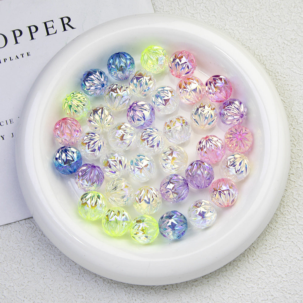 Transparent Flat Fireworks Acrylic Beads 15mm Sparkling Mixed 20pcs 6